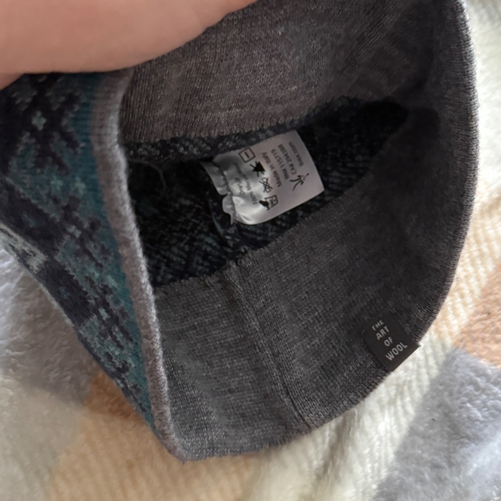 Ibex Blue and Gray Patterned Knit Hat - Picture 5 of 7